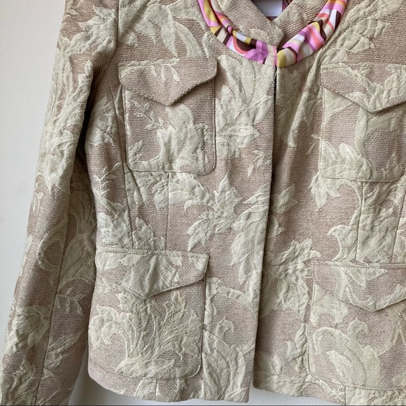 NWT Walter Baker Brocade Jacquard Textured Floral Beige Jacket Blazer Women Sz 6 - Picture 5 of 7